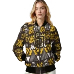 custom san diego padres pyramid shapes brown bomber jacket best selling