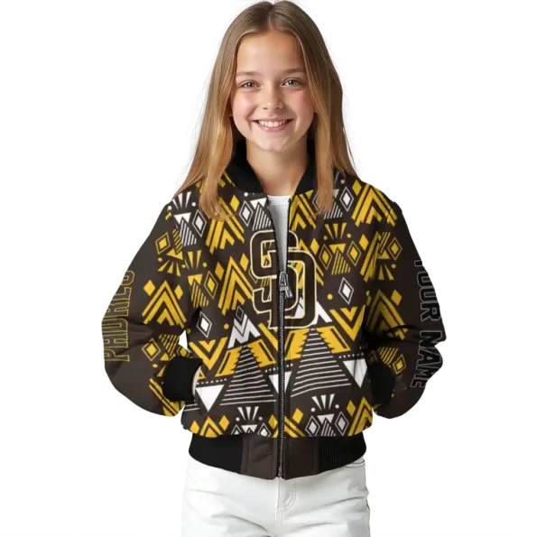 custom san diego padres pyramid shapes brown bomber jacket top rated