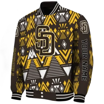 custom san diego padres pyramid shapes brown varsity jacket best selling