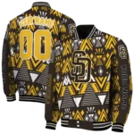 custom san diego padres pyramid shapes brown varsity jacket best selling