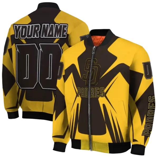 custom san diego padres spider mark brown gold crocs bomber jacket fashion forward