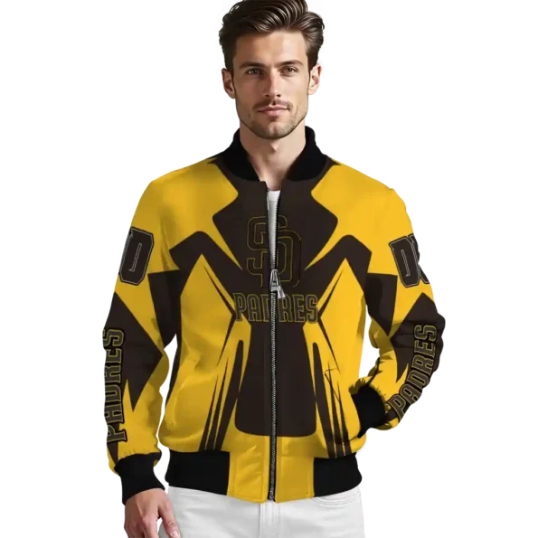 custom san diego padres spider mark brown gold crocs bomber jacket high quality