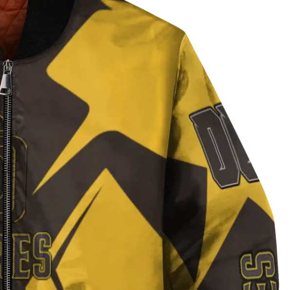 custom san diego padres spider mark brown gold crocs bomber jacket premium grade