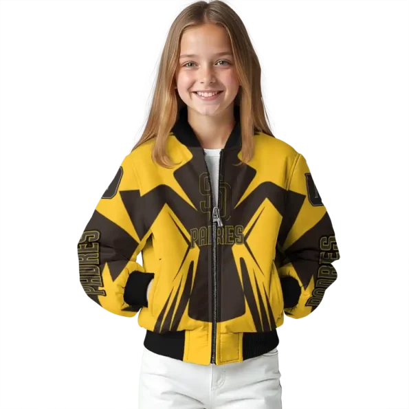 custom san diego padres spider mark brown gold crocs bomber jacket top rated