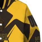 custom san diego padres spider mark brown gold crocs varsity jacket best selling