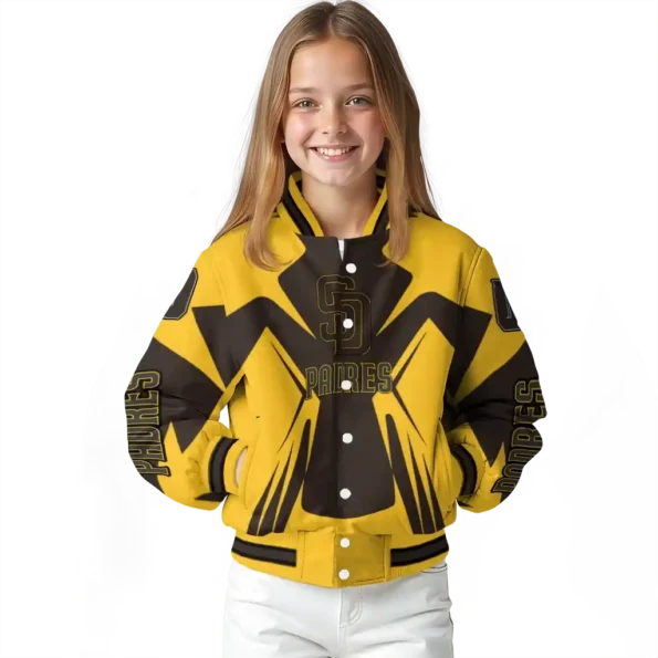 custom san diego padres spider mark brown gold crocs varsity jacket top rated
