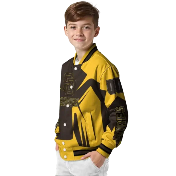custom san diego padres spider mark brown gold crocs varsity jacket trendy