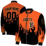 custom san francisco giants flame border orange black bomber jacket best selling
