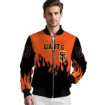 custom san francisco giants flame border orange black bomber jacket best selling