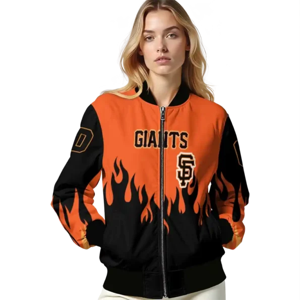 custom san francisco giants flame border orange black bomber jacket latest model