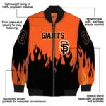 custom san francisco giants flame border orange black bomber jacket best selling