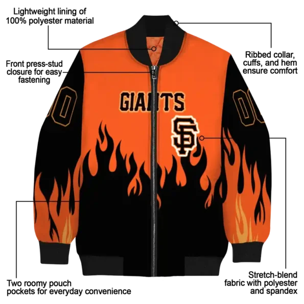custom san francisco giants flame border orange black bomber jacket new arrival
