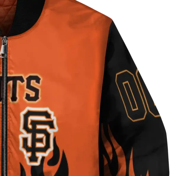 custom san francisco giants flame border orange black bomber jacket premium grade