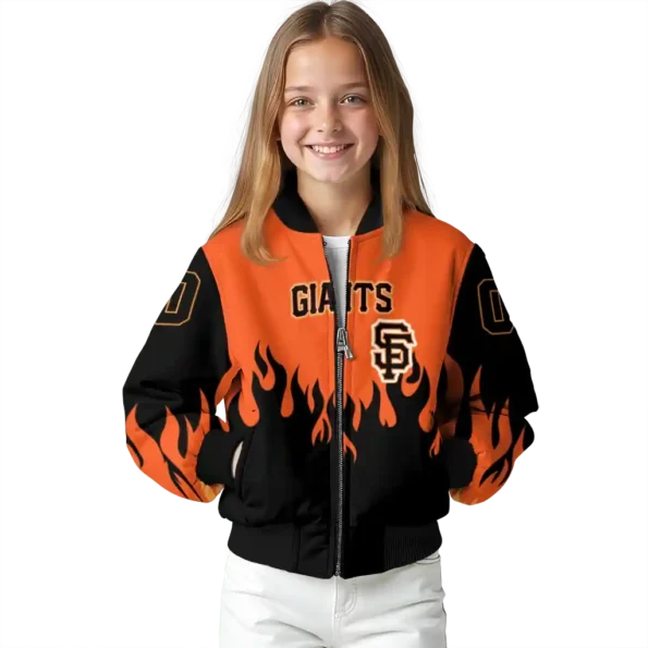 custom san francisco giants flame border orange black bomber jacket top rated