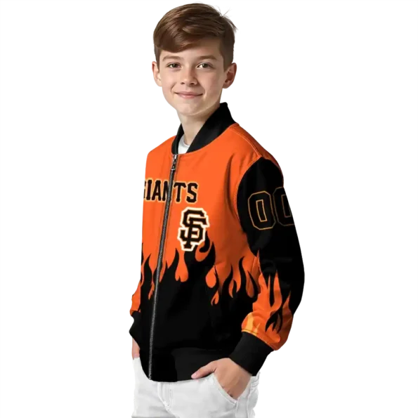 custom san francisco giants flame border orange black bomber jacket trendy