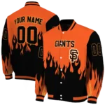 custom san francisco giants flame border orange black varsity jacket best selling
