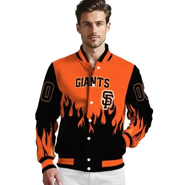 custom san francisco giants flame border orange black varsity jacket high quality