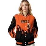 custom san francisco giants flame border orange black varsity jacket best selling