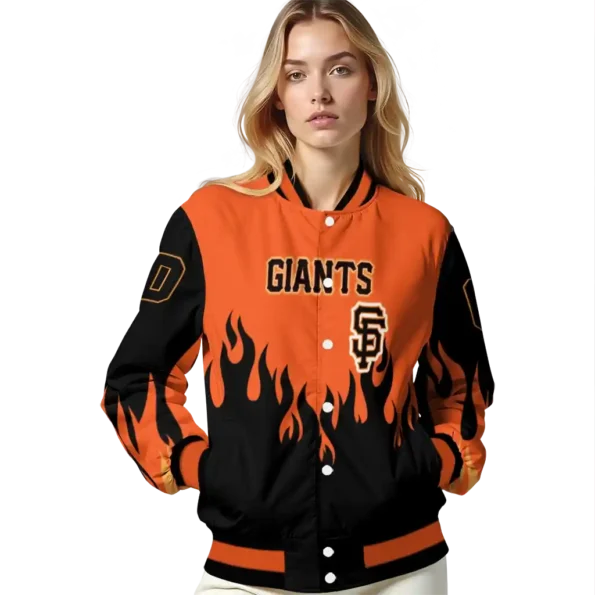 custom san francisco giants flame border orange black varsity jacket latest model