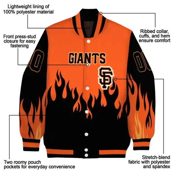 custom san francisco giants flame border orange black varsity jacket new arrival