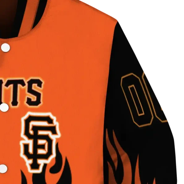 custom san francisco giants flame border orange black varsity jacket premium grade