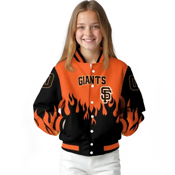 custom san francisco giants flame border orange black varsity jacket top rated