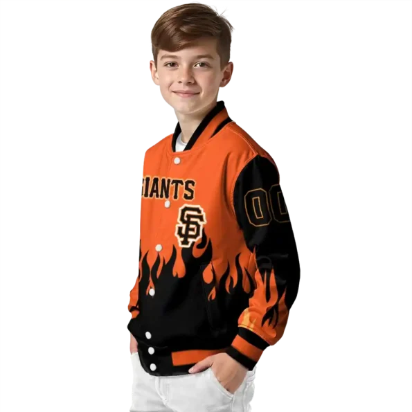 custom san francisco giants flame border orange black varsity jacket trendy