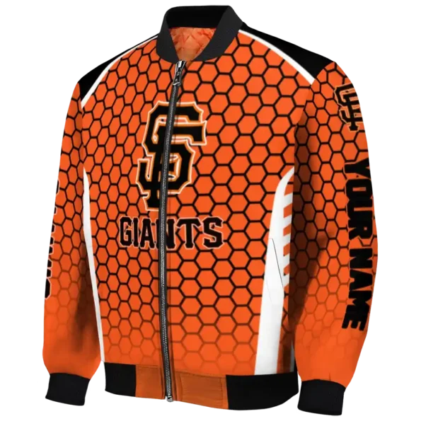 custom san francisco giants hexagon grid orange bomber jacket best selling