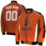custom san francisco giants hexagon grid orange bomber jacket best selling