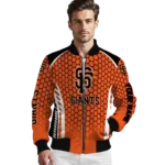 custom san francisco giants hexagon grid orange bomber jacket best selling