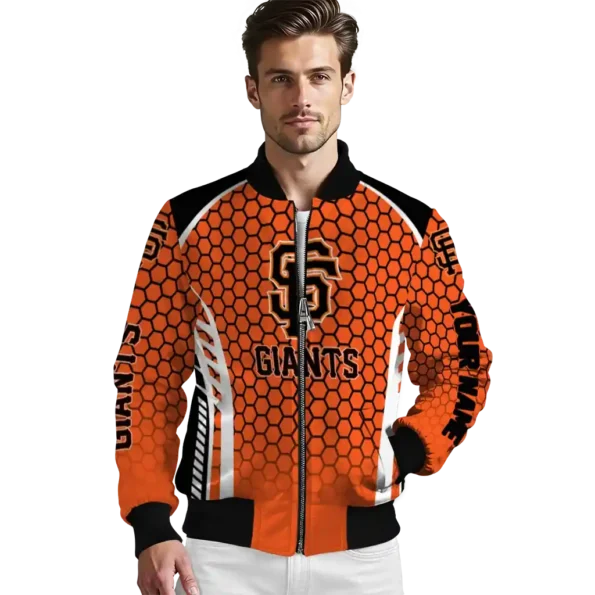 custom san francisco giants hexagon grid orange bomber jacket high quality