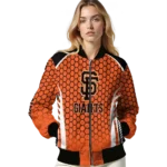 custom san francisco giants hexagon grid orange bomber jacket best selling