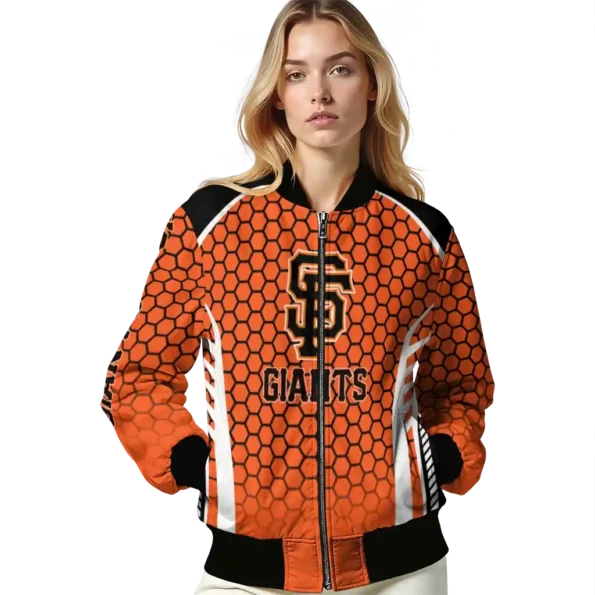 custom san francisco giants hexagon grid orange bomber jacket latest model