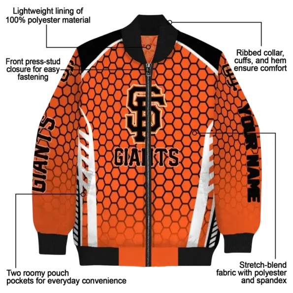 custom san francisco giants hexagon grid orange bomber jacket new arrival