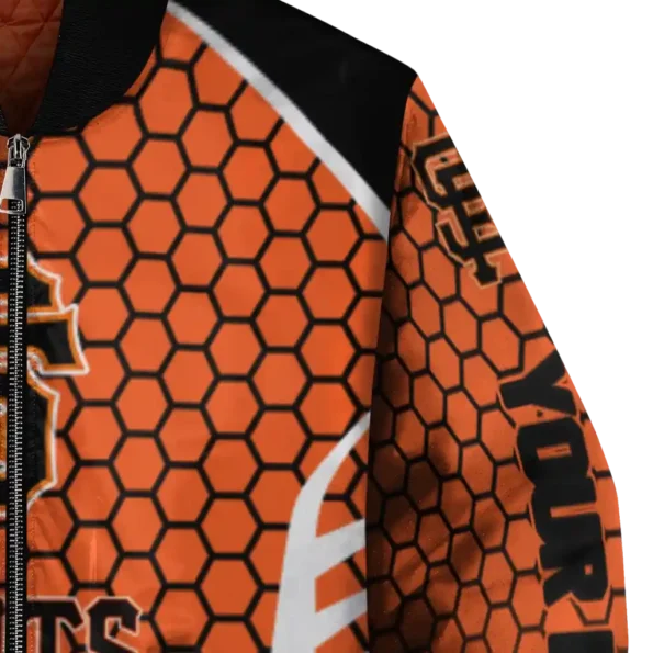 custom san francisco giants hexagon grid orange bomber jacket premium grade
