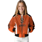 custom san francisco giants hexagon grid orange bomber jacket best selling