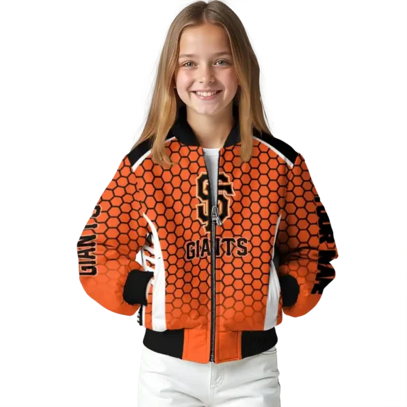 custom san francisco giants hexagon grid orange bomber jacket top rated