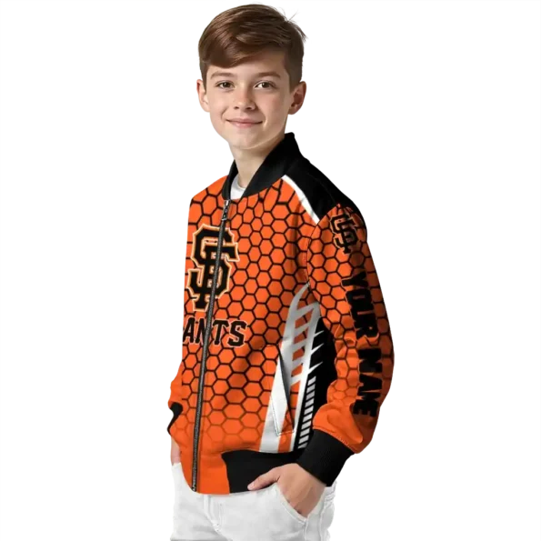 custom san francisco giants hexagon grid orange bomber jacket trendy