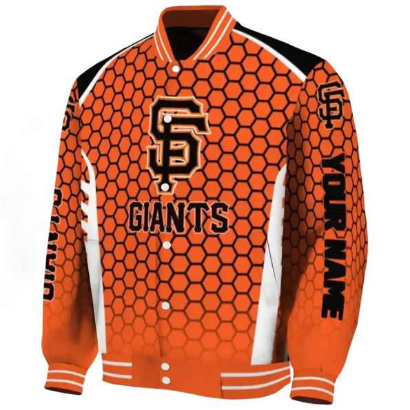 custom san francisco giants hexagon grid orange varsity jacket best selling