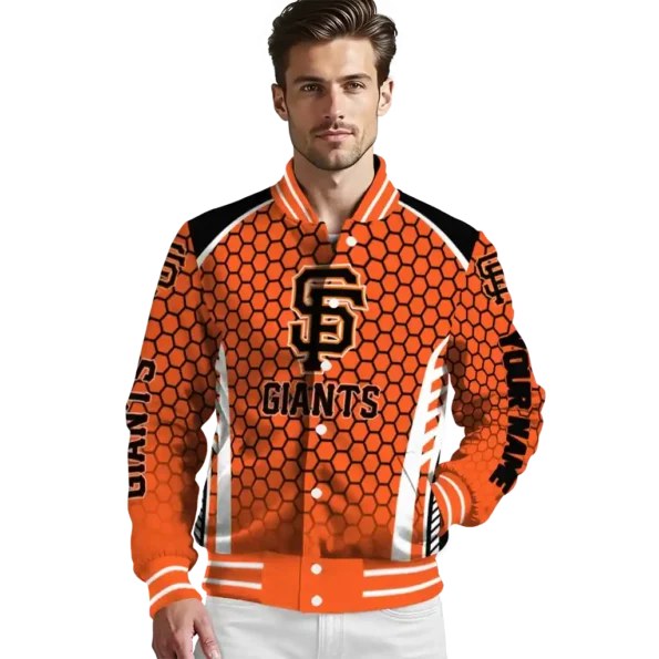 custom san francisco giants hexagon grid orange varsity jacket high quality