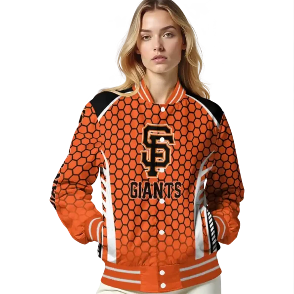 custom san francisco giants hexagon grid orange varsity jacket latest model