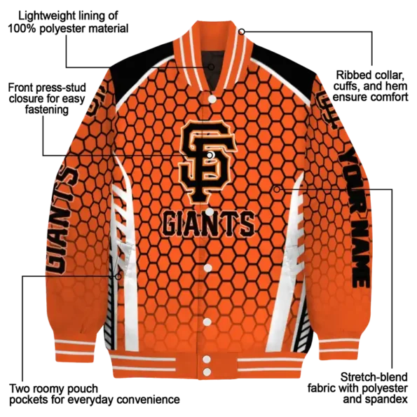 custom san francisco giants hexagon grid orange varsity jacket new arrival