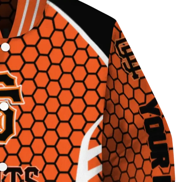 custom san francisco giants hexagon grid orange varsity jacket premium grade
