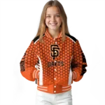 custom san francisco giants hexagon grid orange varsity jacket best selling