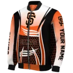 custom san francisco giants mesh effect orange black bomber jacket best selling