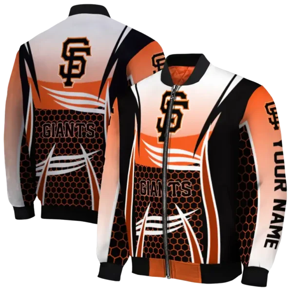 custom san francisco giants mesh effect orange black bomber jacket fashion forward