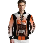 custom san francisco giants mesh effect orange black bomber jacket best selling