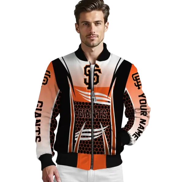 custom san francisco giants mesh effect orange black bomber jacket high quality