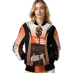 custom san francisco giants mesh effect orange black bomber jacket best selling