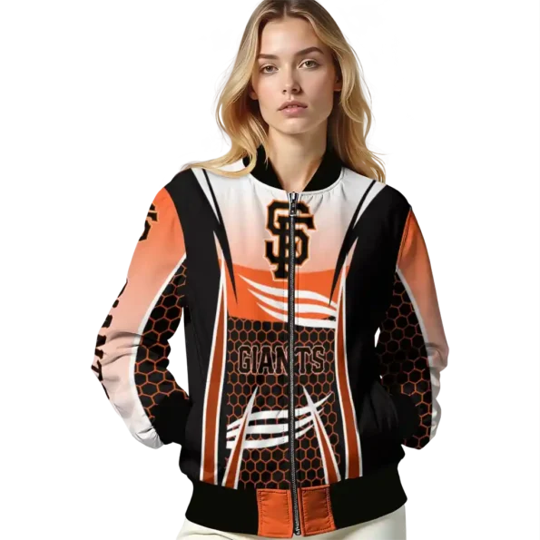 custom san francisco giants mesh effect orange black bomber jacket latest model